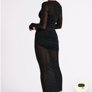 Meshki Black Long Sleeve Sheer Dress